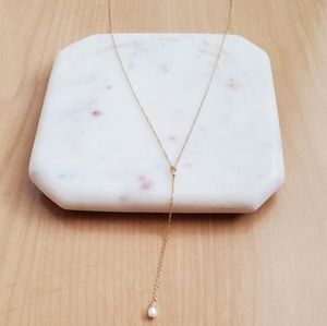 Gold-filled dainty pearl drop necklace